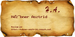 Hübner Asztrid névjegykártya